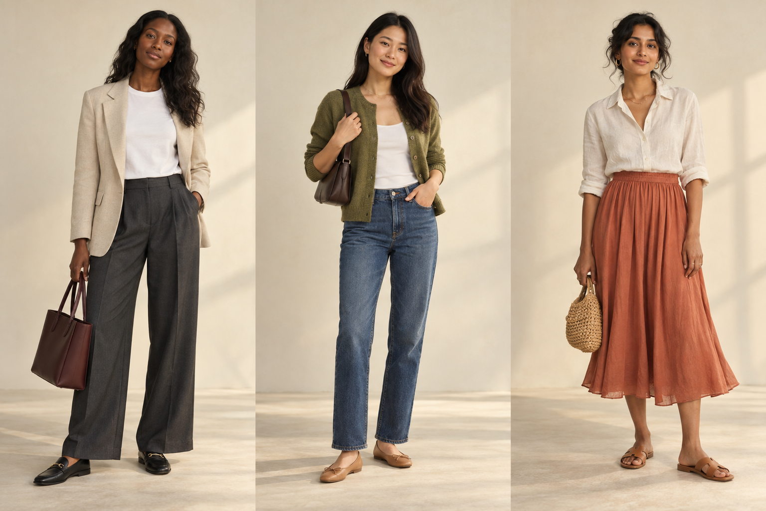 Original editorial example of everyday outfit combinations