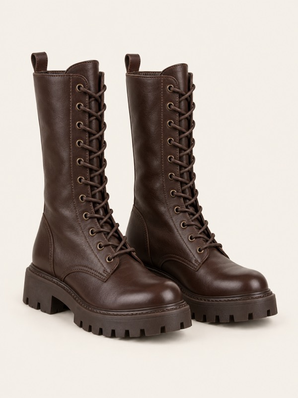 Combat boot: A lace-up military-style boot with a chunky sole.