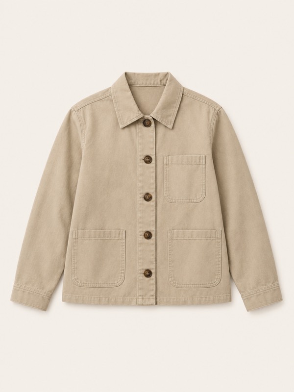 Chore jacket: A boxy workwear jacket with patch pockets and buttons.