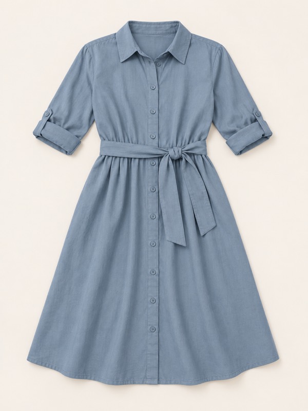Shirt dress: A dress built like a long shirt, with a collar and buttons.
