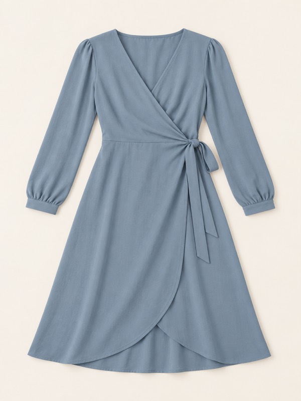 Wrap dress: One side wraps across the other and ties at the waist.