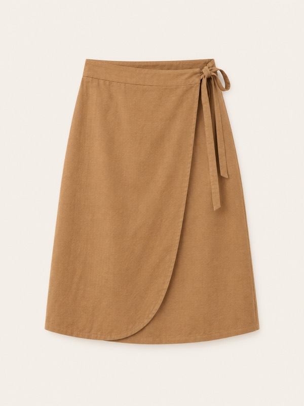 Wrap skirt: A panel that wraps around and ties or buttons at the side.