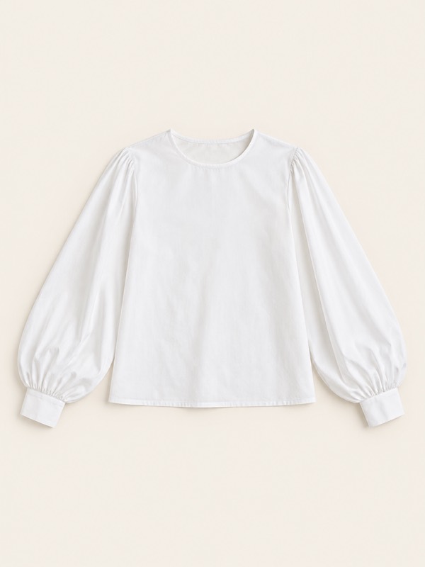 Bishop sleeve: A long sleeve that gets fuller towards the wrist and gathers into a cuff.